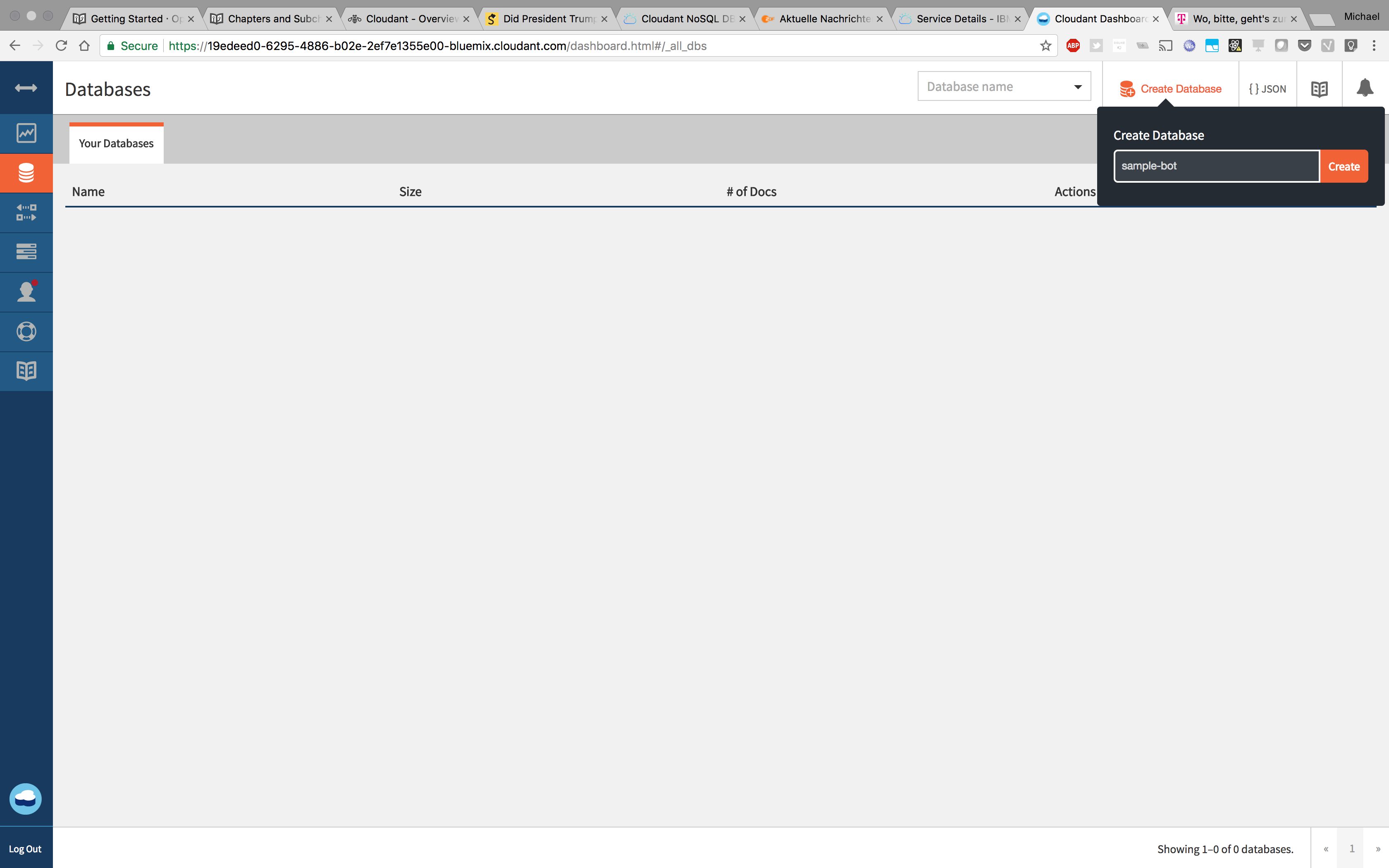 Create new Cloudant Database